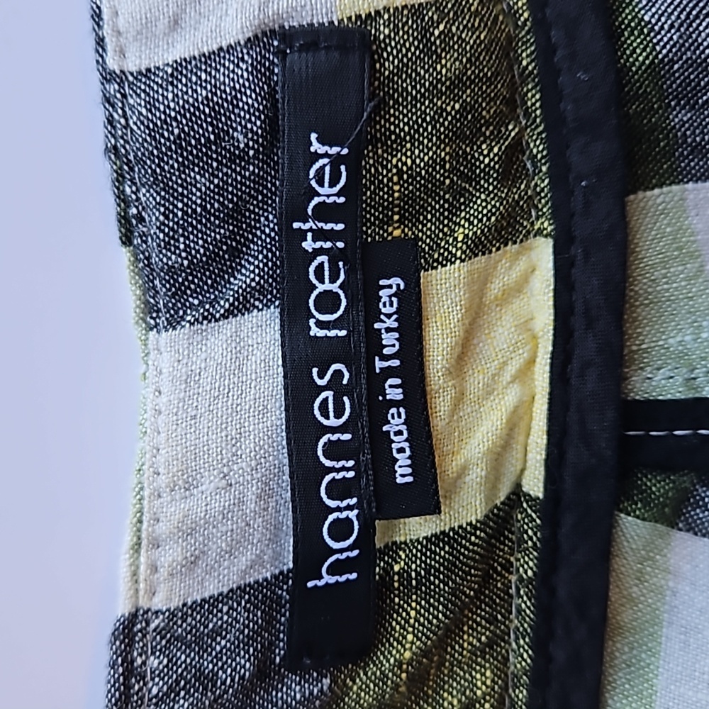 Hannes Roether Colorful Gingham Wide Leg 100% Linen Pants XS - Picture 6 of 10